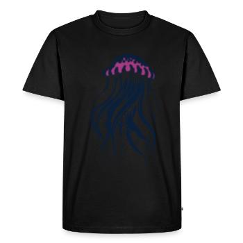 Float and glow, jellyfish with tentacles - Men's Premium Organic T-Shirt - black - Front - Nico (187cm)