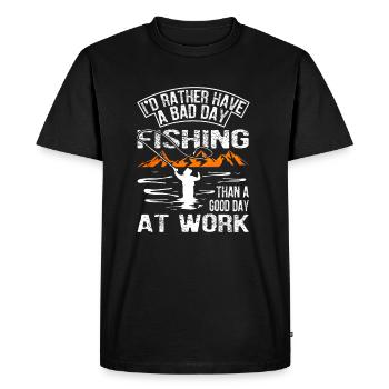 Une mauvaise journée de pêche qu'une bonne journée au travail - T-shirt Premium bio Homme - noir - Devant - Nico (187cm)