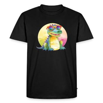 Colorful cool crocodile with sunglasses - Men's Premium Organic T-Shirt - black - Front - Nico (187cm)