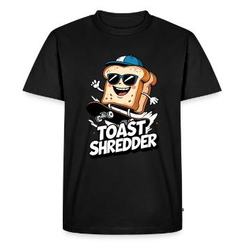 Funny Skateboard Toast Design - Men's Premium Organic T-Shirt - black - Front - Nico (187cm)