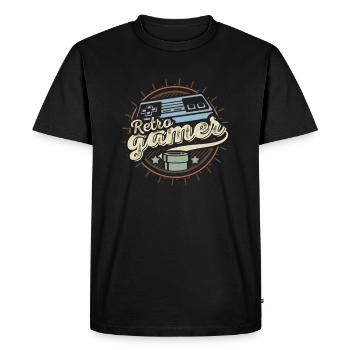 Idée cadeau Retro Gamer Retrogaming Retro Style - T-shirt Premium bio Homme - noir - Devant - Nico (187cm)