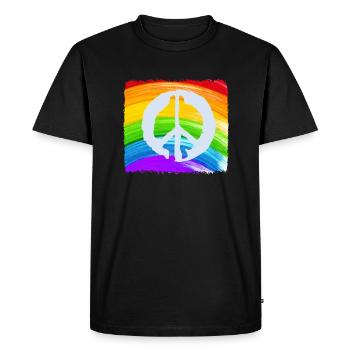 RAINBOW PEACE - Men's Premium Organic T-Shirt - black - Front - Nico (187cm)