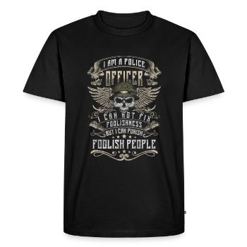 Policière Voleur de lumière bleue - T-shirt Premium bio Homme - noir - Devant - Nico (187cm)