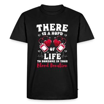 Aide au don de sang Social - T-shirt Premium bio Homme - noir - Devant - Nico (187cm)
