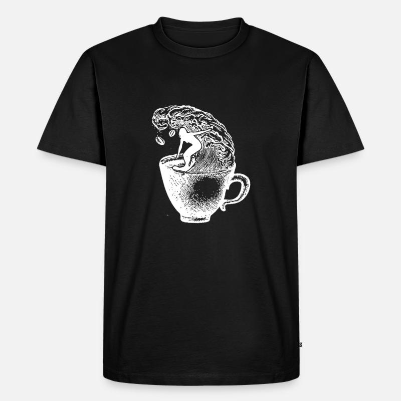 Kaffee Surfer - Männer Premium Bio T-Shirt - Schwarz