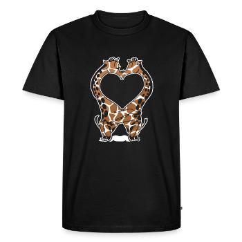 Giraffe Love Shirt - Men's Premium Organic T-Shirt - black - Front - Nico (187cm)