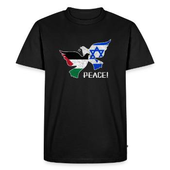 Paix pour Israël et la Palestine - T-shirt Premium bio Homme - noir - Devant - Nico (187cm)