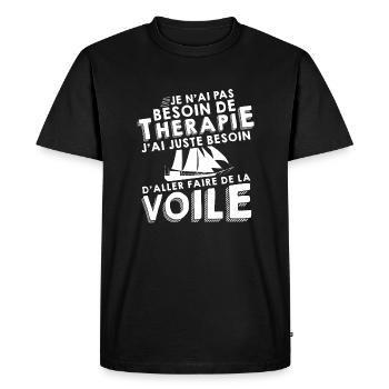 Thérapie - Faire De La Voile - T-shirt Premium bio Homme - noir - Devant - Nico (187cm)