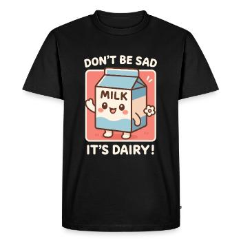 Funny milk carton with pun - Men's Premium Organic T-Shirt - black - Front - Nico (187cm)