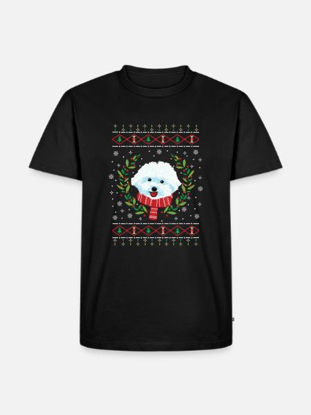 Bichon Frisé hässlicher Weihnachtspullover - Männer Premium Bio T-Shirt - Schwarz