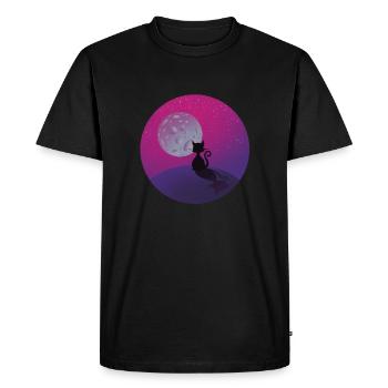 Le chat et la lune - T-shirt Premium bio Homme - noir - Devant - Nico (187cm)