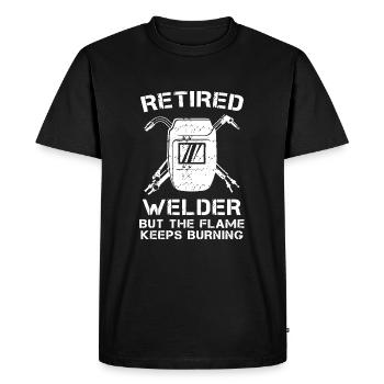 Retired Welder But The Flame Keeps Burning - Men's Premium Organic T-Shirt - black - Front - Nico (187cm)
