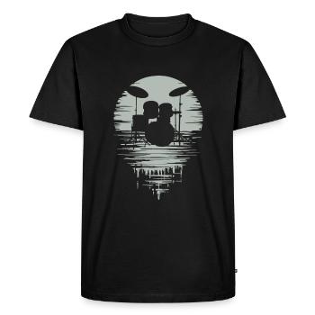 Batterie Silhouette Drum avec réflexion - T-shirt Premium bio Homme - noir - Devant - Nico (187cm)