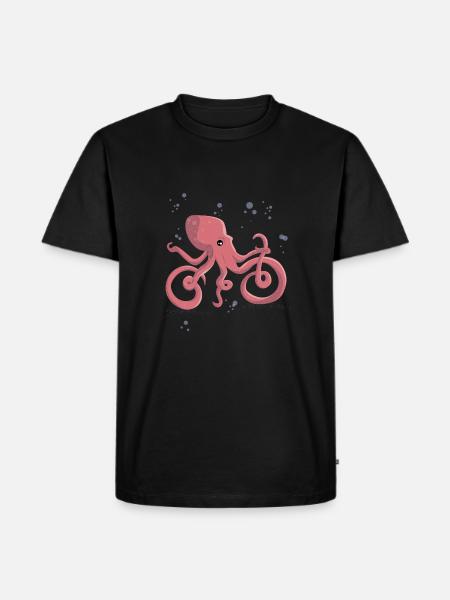 Octopus rides a bicycle - Men's Premium Organic T-Shirt - black