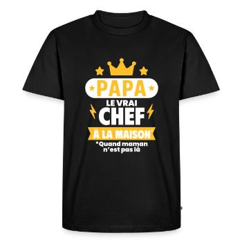 Papa, le vrai chef à la maison fête des pères noël - T-shirt Premium bio Homme - noir - Devant - Nico (187cm)