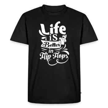 La vie est meilleure en tongs - T-shirt Premium bio Homme - noir - Devant - Nico (187cm)