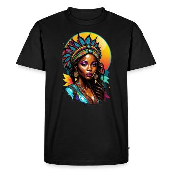 Afro Woman - Beauty - Men's Premium Organic T-Shirt - black - Front - Nico (187cm)