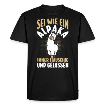 Alpaga - T-shirt Premium bio Homme - noir - Devant - Nico (187cm)