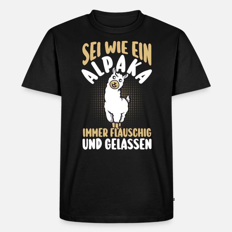 Alpaka - Männer Premium Bio T-Shirt - Schwarz