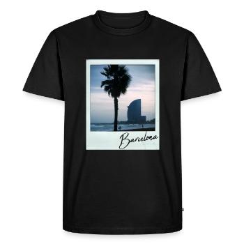 Barcelona Beach - Men's Premium Organic T-Shirt - black - Front - Nico (187cm)