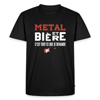 Metal et bière c'est tout ce que je demande - T-shirt Premium bio Homme - noir - Devant - Nico (187cm)