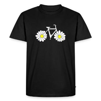 Bicycle with flowers instead of wheels daisies - Men's Premium Organic T-Shirt - black - Front - Nico (187cm)