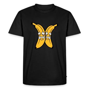2 amis équipe couple banane fruit fou grimace - T-shirt Premium bio Homme - noir - Devant - Nico (187cm)