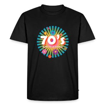 Logo 70s élite de la nation - T-shirt Premium bio Homme - noir - Devant - Nico (187cm)