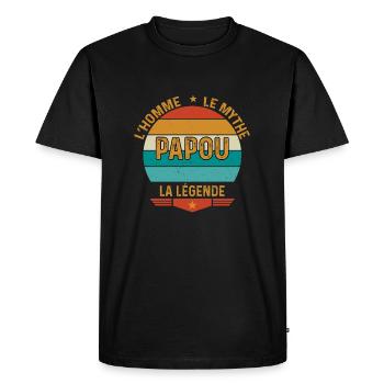 Papou L'homme Le Mythe La Légende Cadeau Pour papy - T-shirt Premium bio Homme - noir - Devant - Nico (187cm)