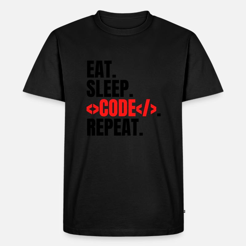 eat sleep code repeat - Männer Premium Bio T-Shirt - Schwarz