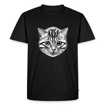 Cat Cat's Head Illustration Kitten - Men's Premium Organic T-Shirt - black - Front - Nico (187cm)