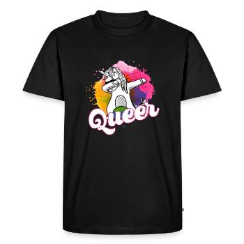 Licorne cool dabbing: Queer et fière de l’être! - T-shirt Premium bio Homme - noir - Devant - Nico (187cm)