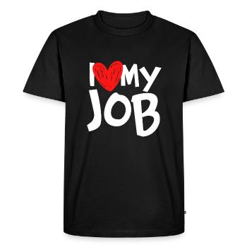 J’aime mon travail - T-shirt Premium bio Homme - noir - Devant - Nico (187cm)