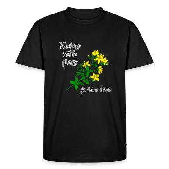 Trouvez-moi dans l’herbe... Millepertuis - T-shirt Premium bio Homme - noir - Devant - Nico (187cm)