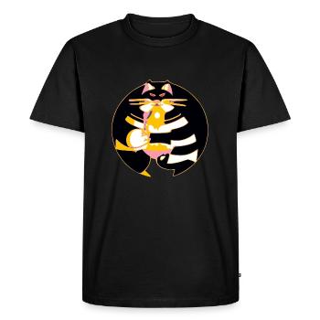 Bonz the mysterious cat - Men's Premium Organic T-Shirt - black - Front - Nico (187cm)