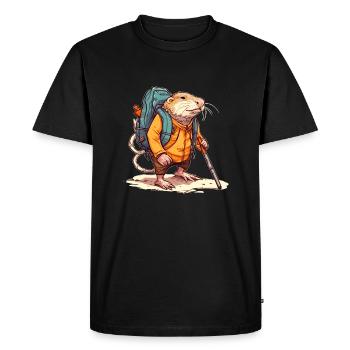 Rat-taupe équipé comme un randonneur professionnel - T-shirt Premium bio Homme - noir - Devant - Nico (187cm)