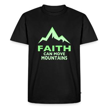 Faith can move Mountains Spruch Berge - Men's Premium Organic T-Shirt - black - Front - Nico (187cm)