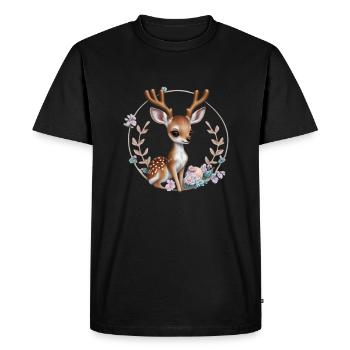 Cute Christmas deer reindeer reindeer - Men's Premium Organic T-Shirt - black - Front - Nico (187cm)