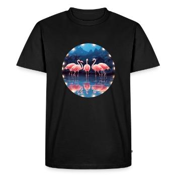 Flamingo Flock Tropical, Love Flamingos - Men's Premium Organic T-Shirt - black - Front - Nico (187cm)