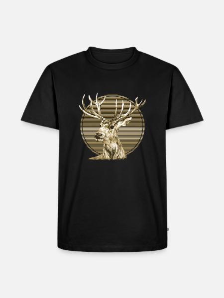 Hirsch - Männer Premium Bio T-Shirt - Schwarz