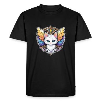 Cat with Wings - Men's Premium Organic T-Shirt - black - Front - Nico (187cm)