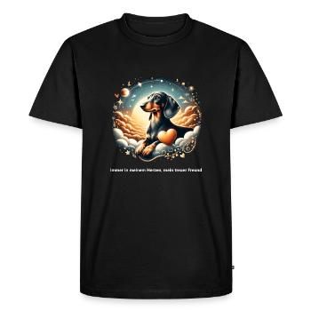 Rainbow Bridge Dachshund Commemoration - Men's Premium Organic T-Shirt - black - Front - Nico (187cm)