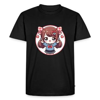 K = Pop Kid - Doigts de coeur - T-shirt Premium bio Homme - noir - Devant - Nico (187cm)