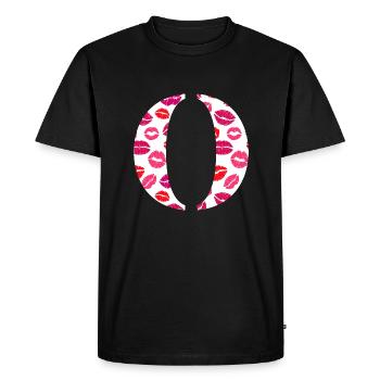 Lettre o bisous - T-shirt Premium bio Homme - noir - Devant - Nico (187cm)