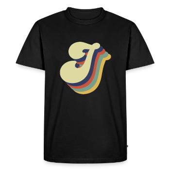 Retro J Letter - Men's Premium Organic T-Shirt - black - Front - Nico (187cm)