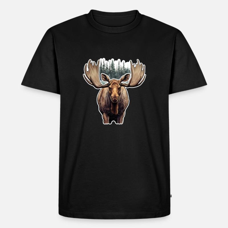 Elch - Männer Premium Bio T-Shirt - Schwarz