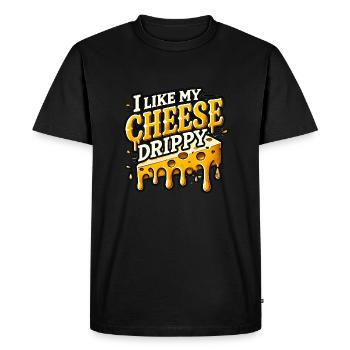 I like My Cheese Drippy, Funne Meme Cheese Lover - Men's Premium Organic T-Shirt - black - Front - Nico (187cm)