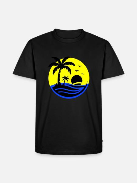Insel Palmen Meer - Männer Premium Bio T-Shirt - Schwarz