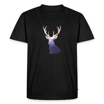 Cerf - T-shirt Premium bio Homme - noir - Devant - Nico (187cm)