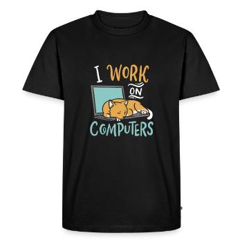 Je travaille sur des ordinateurs Cat IT Developer Shirt - T-shirt Premium bio Homme - noir - Devant - Nico (187cm)